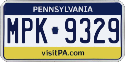 PA license plate MPK9329