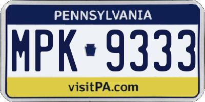 PA license plate MPK9333