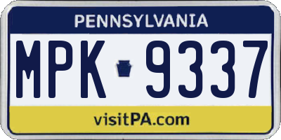PA license plate MPK9337