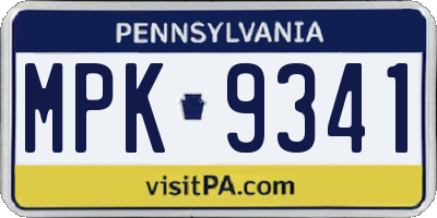 PA license plate MPK9341