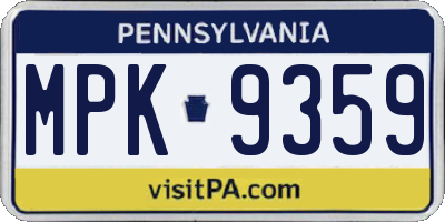PA license plate MPK9359
