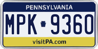 PA license plate MPK9360