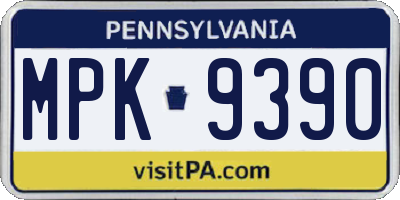 PA license plate MPK9390