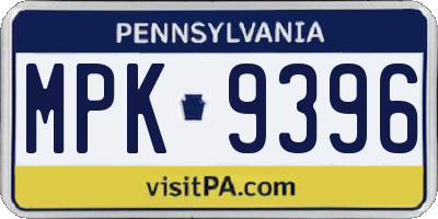 PA license plate MPK9396