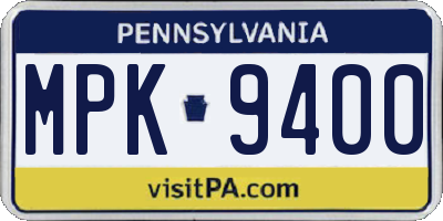 PA license plate MPK9400