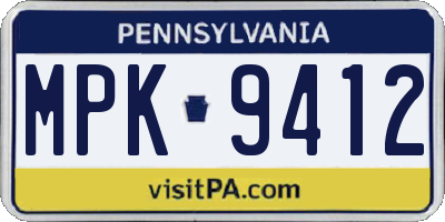 PA license plate MPK9412