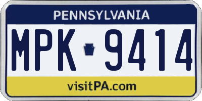 PA license plate MPK9414