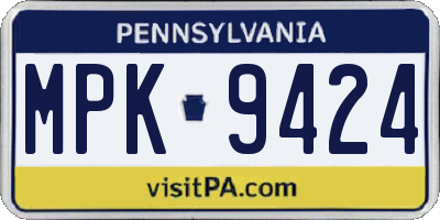 PA license plate MPK9424