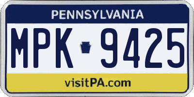 PA license plate MPK9425
