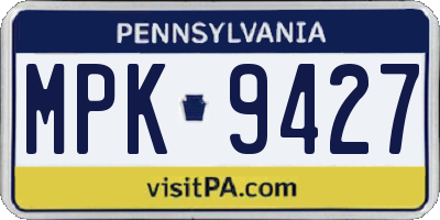 PA license plate MPK9427