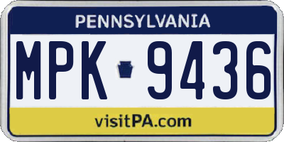 PA license plate MPK9436