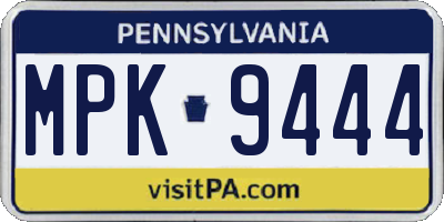 PA license plate MPK9444