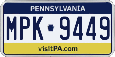 PA license plate MPK9449
