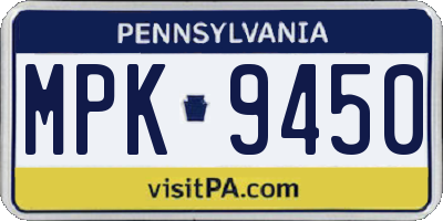 PA license plate MPK9450