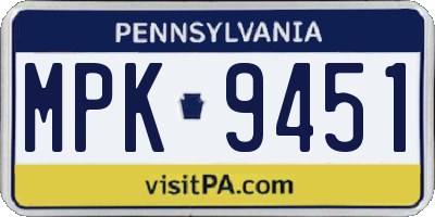 PA license plate MPK9451