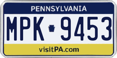 PA license plate MPK9453