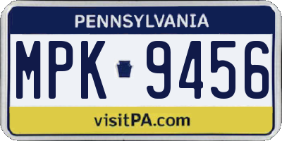 PA license plate MPK9456