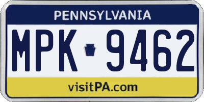 PA license plate MPK9462