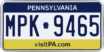 PA license plate MPK9465