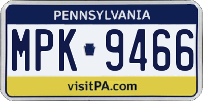 PA license plate MPK9466
