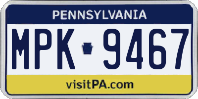 PA license plate MPK9467