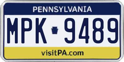 PA license plate MPK9489