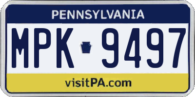 PA license plate MPK9497