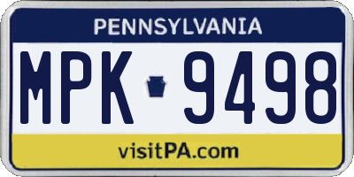 PA license plate MPK9498
