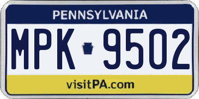 PA license plate MPK9502