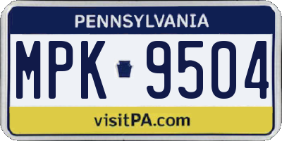 PA license plate MPK9504