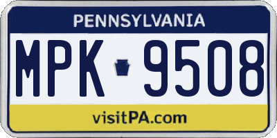 PA license plate MPK9508