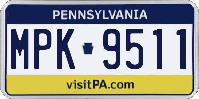 PA license plate MPK9511