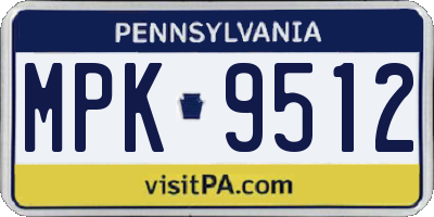 PA license plate MPK9512