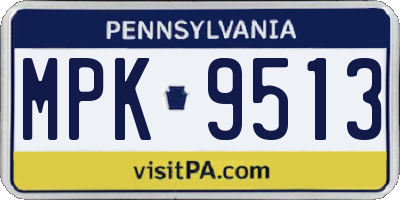 PA license plate MPK9513