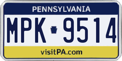 PA license plate MPK9514