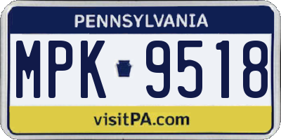 PA license plate MPK9518