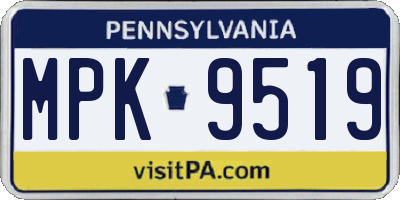 PA license plate MPK9519