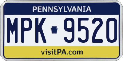 PA license plate MPK9520