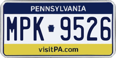 PA license plate MPK9526