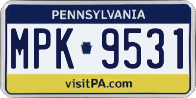 PA license plate MPK9531