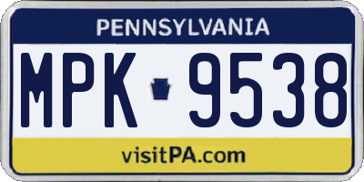 PA license plate MPK9538