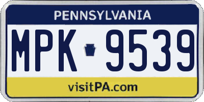 PA license plate MPK9539