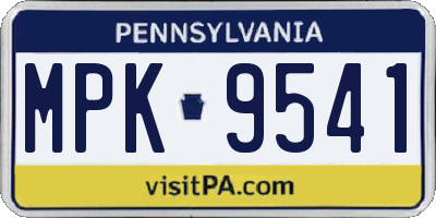 PA license plate MPK9541