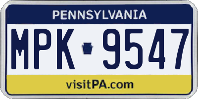 PA license plate MPK9547