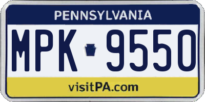 PA license plate MPK9550