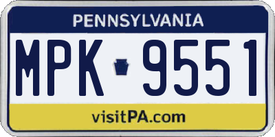 PA license plate MPK9551