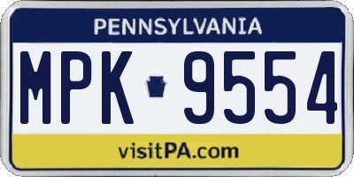 PA license plate MPK9554