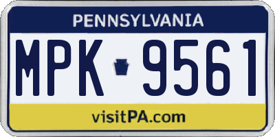 PA license plate MPK9561