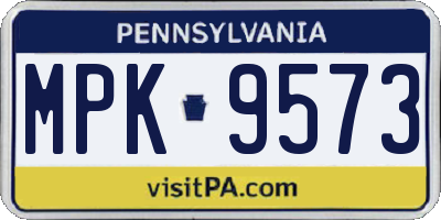 PA license plate MPK9573