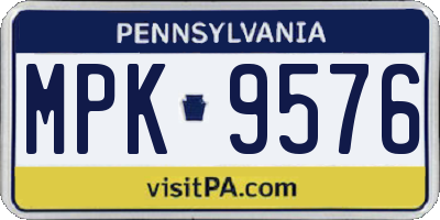 PA license plate MPK9576